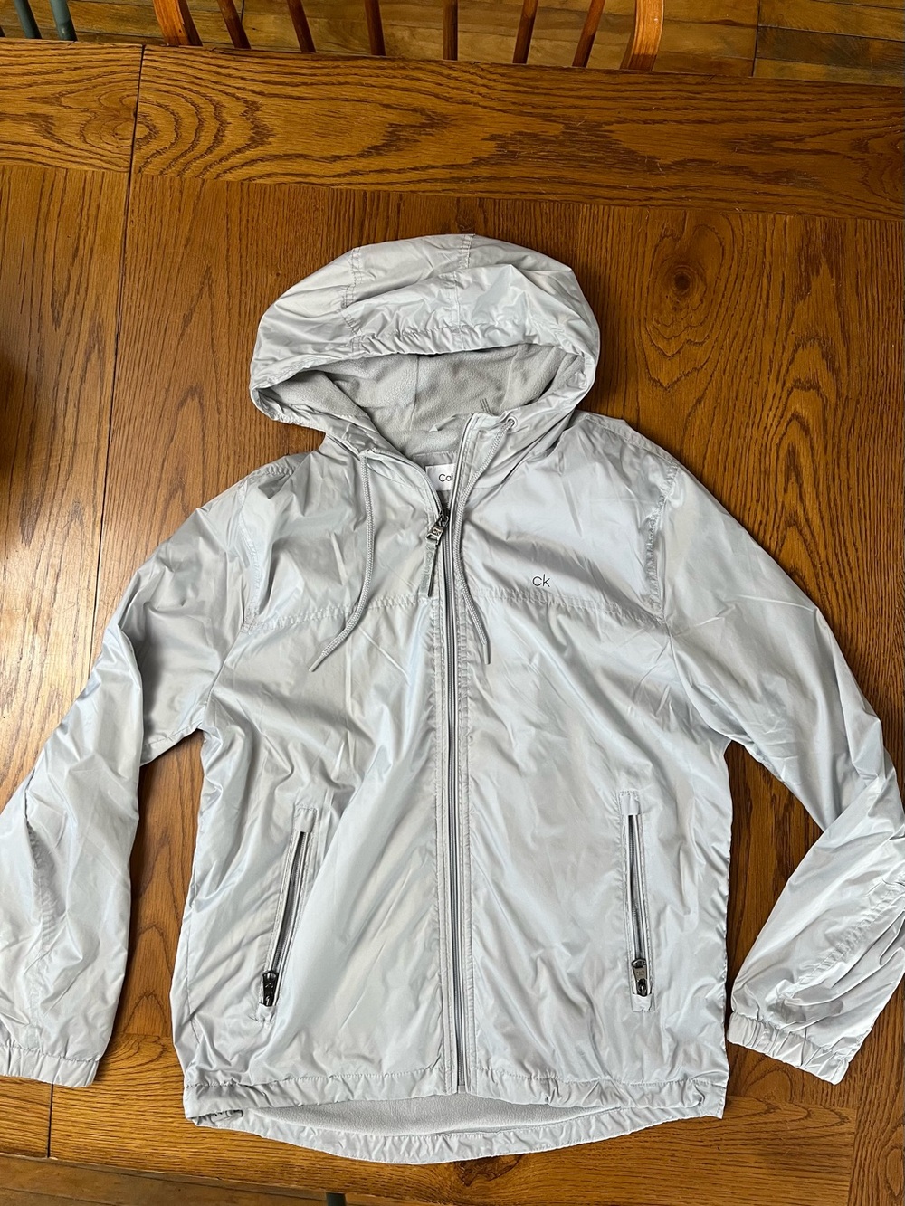 Men’s Calvin Klein silver grey fleece lined full zipper Jacket